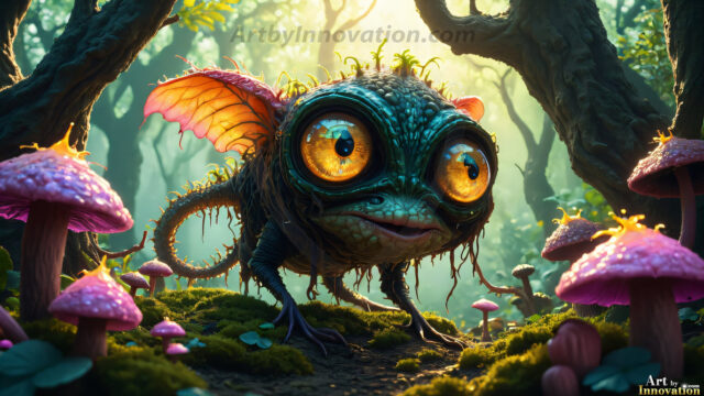 A collection of cute & adorable little-creatures from around the universe. In a photorealistic magical enchanted forest, the surface is covered in vibrant green moss, clusters of bioluminescent mushrooms. With delicate wildflowers blooming in impossible colors — violet, gold, crimson, as adorable little creatures rise from a misty forest floor. A hyper-realistic photo of hybrid creatures, like a adorable baby elephant, no bigger than a human palm. A foxlike creature, with red eyes, fluffy soft fur, and rows of sharp, serrated teeth. A chimera like weird creature, with crazy alien eyes, cyberpunk style. A hyper realistic portrait of a prehensile-tailed opossum, vibrantly colored, illuminated only by moonlight filtering through leaves in the darkness of night.