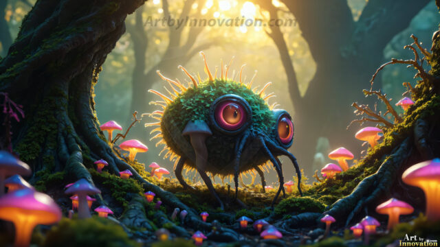 A collection of cute & adorable little-creatures from around the universe. In a photorealistic magical enchanted forest, the surface is covered in vibrant green moss, clusters of bioluminescent mushrooms. With delicate wildflowers blooming in impossible colors — violet, gold, crimson, as adorable little creatures rise from a misty forest floor. A hyper-realistic photo of hybrid creatures, like a adorable baby elephant, no bigger than a human palm. A foxlike creature, with red eyes, fluffy soft fur, and rows of sharp, serrated teeth. A chimera like weird creature, with crazy alien eyes, cyberpunk style. A hyper realistic portrait of a prehensile-tailed opossum, vibrantly colored, illuminated only by moonlight filtering through leaves in the darkness of night.