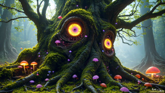 A collection of cute & adorable little-creatures from around the universe. In a photorealistic magical enchanted forest, the surface is covered in vibrant green moss, clusters of bioluminescent mushrooms. With delicate wildflowers blooming in impossible colors — violet, gold, crimson, as adorable little creatures rise from a misty forest floor. A hyper-realistic photo of hybrid creatures, like a adorable baby elephant, no bigger than a human palm. A foxlike creature, with red eyes, fluffy soft fur, and rows of sharp, serrated teeth. A chimera like weird creature, with crazy alien eyes, cyberpunk style. A hyper realistic portrait of a prehensile-tailed opossum, vibrantly colored, illuminated only by moonlight filtering through leaves in the darkness of night.