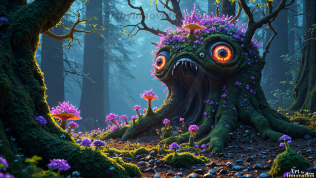 A collection of cute & adorable little-creatures from around the universe. In a photorealistic magical enchanted forest, the surface is covered in vibrant green moss, clusters of bioluminescent mushrooms. With delicate wildflowers blooming in impossible colors — violet, gold, crimson, as adorable little creatures rise from a misty forest floor. A hyper-realistic photo of hybrid creatures, like a adorable baby elephant, no bigger than a human palm. A foxlike creature, with red eyes, fluffy soft fur, and rows of sharp, serrated teeth. A chimera like weird creature, with crazy alien eyes, cyberpunk style. A hyper realistic portrait of a prehensile-tailed opossum, vibrantly colored, illuminated only by moonlight filtering through leaves in the darkness of night.