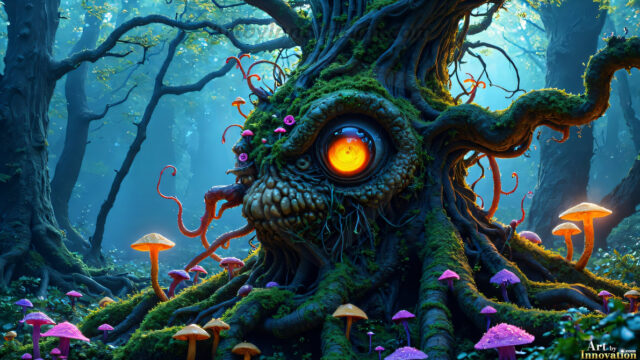 A collection of cute & adorable little-creatures from around the universe. In a photorealistic magical enchanted forest, the surface is covered in vibrant green moss, clusters of bioluminescent mushrooms. With delicate wildflowers blooming in impossible colors — violet, gold, crimson, as adorable little creatures rise from a misty forest floor. A hyper-realistic photo of hybrid creatures, like a adorable baby elephant, no bigger than a human palm. A foxlike creature, with red eyes, fluffy soft fur, and rows of sharp, serrated teeth. A chimera like weird creature, with crazy alien eyes, cyberpunk style. A hyper realistic portrait of a prehensile-tailed opossum, vibrantly colored, illuminated only by moonlight filtering through leaves in the darkness of night.