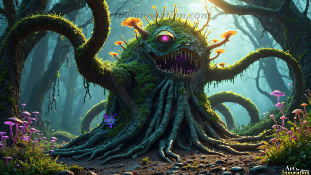 A collection of cute & adorable little-creatures from around the universe. In a photorealistic magical enchanted forest, the surface is covered in vibrant green moss, clusters of bioluminescent mushrooms. With delicate wildflowers blooming in impossible colors — violet, gold, crimson, as adorable little creatures rise from a misty forest floor. A hyper-realistic photo of hybrid creatures, like a adorable baby elephant, no bigger than a human palm. A foxlike creature, with red eyes, fluffy soft fur, and rows of sharp, serrated teeth. A chimera like weird creature, with crazy alien eyes, cyberpunk style. A hyper realistic portrait of a prehensile-tailed opossum, vibrantly colored, illuminated only by moonlight filtering through leaves in the darkness of night.