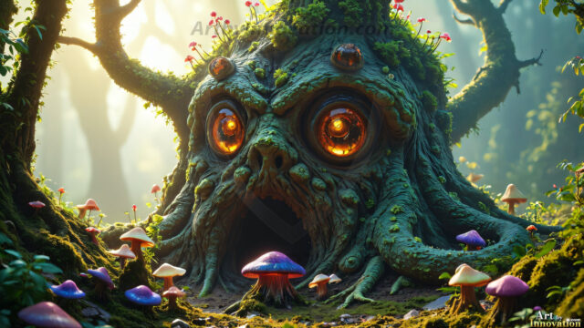 A collection of cute & adorable little-creatures from around the universe. In a photorealistic magical enchanted forest, the surface is covered in vibrant green moss, clusters of bioluminescent mushrooms. With delicate wildflowers blooming in impossible colors — violet, gold, crimson, as adorable little creatures rise from a misty forest floor. A hyper-realistic photo of hybrid creatures, like a adorable baby elephant, no bigger than a human palm. A foxlike creature, with red eyes, fluffy soft fur, and rows of sharp, serrated teeth. A chimera like weird creature, with crazy alien eyes, cyberpunk style. A hyper realistic portrait of a prehensile-tailed opossum, vibrantly colored, illuminated only by moonlight filtering through leaves in the darkness of night.