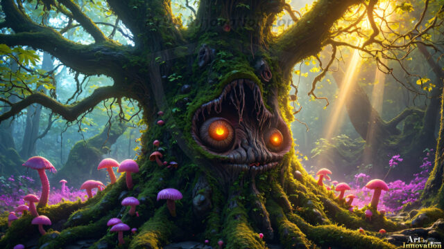 A collection of cute & adorable little-creatures from around the universe. In a photorealistic magical enchanted forest, the surface is covered in vibrant green moss, clusters of bioluminescent mushrooms. With delicate wildflowers blooming in impossible colors — violet, gold, crimson, as adorable little creatures rise from a misty forest floor. A hyper-realistic photo of hybrid creatures, like a adorable baby elephant, no bigger than a human palm. A foxlike creature, with red eyes, fluffy soft fur, and rows of sharp, serrated teeth. A chimera like weird creature, with crazy alien eyes, cyberpunk style. A hyper realistic portrait of a prehensile-tailed opossum, vibrantly colored, illuminated only by moonlight filtering through leaves in the darkness of night.