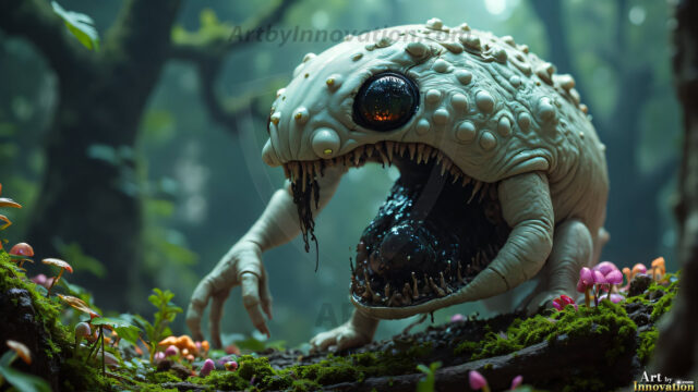 A collection of cute & adorable little-creatures from around the universe. In a photorealistic magical enchanted forest, the surface is covered in vibrant green moss, clusters of bioluminescent mushrooms. With delicate wildflowers blooming in impossible colors — violet, gold, crimson, as adorable little creatures rise from a misty forest floor. A hyper-realistic photo of hybrid creatures, like a adorable baby elephant, no bigger than a human palm. A foxlike creature, with red eyes, fluffy soft fur, and rows of sharp, serrated teeth. A chimera like weird creature, with crazy alien eyes, cyberpunk style. A hyper realistic portrait of a prehensile-tailed opossum, vibrantly colored, illuminated only by moonlight filtering through leaves in the darkness of night.