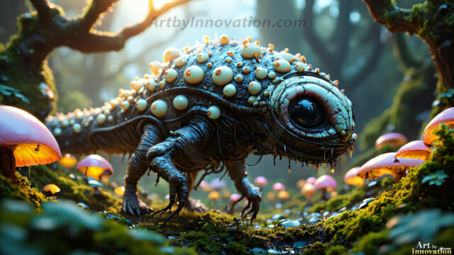 A collection of cute & adorable little-creatures from around the universe. In a photorealistic magical enchanted forest, the surface is covered in vibrant green moss, clusters of bioluminescent mushrooms. With delicate wildflowers blooming in impossible colors — violet, gold, crimson, as adorable little creatures rise from a misty forest floor. A hyper-realistic photo of hybrid creatures, like a adorable baby elephant, no bigger than a human palm. A foxlike creature, with red eyes, fluffy soft fur, and rows of sharp, serrated teeth. A chimera like weird creature, with crazy alien eyes, cyberpunk style. A hyper realistic portrait of a prehensile-tailed opossum, vibrantly colored, illuminated only by moonlight filtering through leaves in the darkness of night.