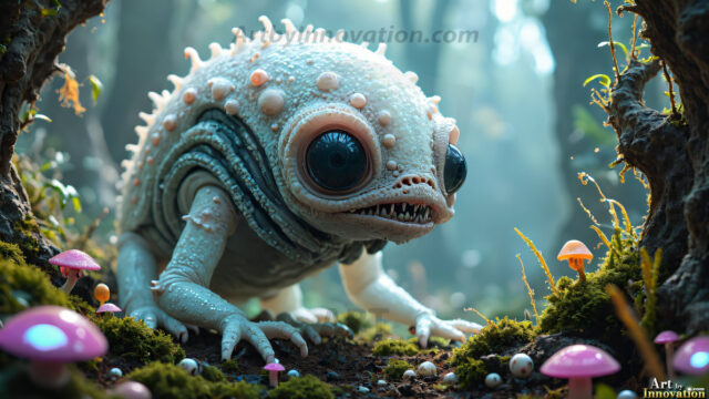 A collection of cute & adorable little-creatures from around the universe. In a photorealistic magical enchanted forest, the surface is covered in vibrant green moss, clusters of bioluminescent mushrooms. With delicate wildflowers blooming in impossible colors — violet, gold, crimson, as adorable little creatures rise from a misty forest floor. A hyper-realistic photo of hybrid creatures, like a adorable baby elephant, no bigger than a human palm. A foxlike creature, with red eyes, fluffy soft fur, and rows of sharp, serrated teeth. A chimera like weird creature, with crazy alien eyes, cyberpunk style. A hyper realistic portrait of a prehensile-tailed opossum, vibrantly colored, illuminated only by moonlight filtering through leaves in the darkness of night.
