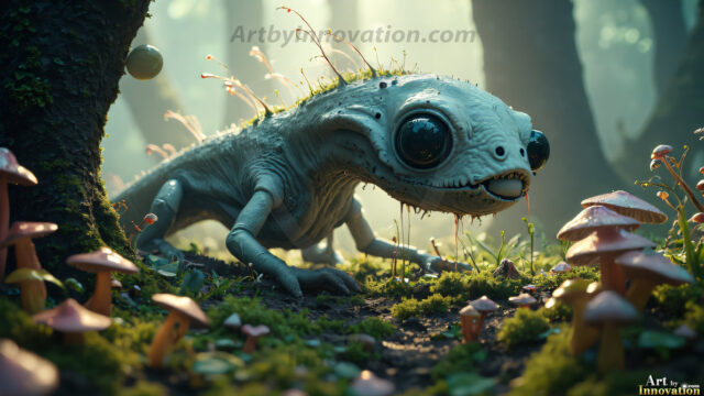 A collection of cute & adorable little-creatures from around the universe. In a photorealistic magical enchanted forest, the surface is covered in vibrant green moss, clusters of bioluminescent mushrooms. With delicate wildflowers blooming in impossible colors — violet, gold, crimson, as adorable little creatures rise from a misty forest floor. A hyper-realistic photo of hybrid creatures, like a adorable baby elephant, no bigger than a human palm. A foxlike creature, with red eyes, fluffy soft fur, and rows of sharp, serrated teeth. A chimera like weird creature, with crazy alien eyes, cyberpunk style. A hyper realistic portrait of a prehensile-tailed opossum, vibrantly colored, illuminated only by moonlight filtering through leaves in the darkness of night.