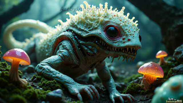 A collection of cute & adorable little-creatures from around the universe. In a photorealistic magical enchanted forest, the surface is covered in vibrant green moss, clusters of bioluminescent mushrooms. With delicate wildflowers blooming in impossible colors — violet, gold, crimson, as adorable little creatures rise from a misty forest floor. A hyper-realistic photo of hybrid creatures, like a adorable baby elephant, no bigger than a human palm. A foxlike creature, with red eyes, fluffy soft fur, and rows of sharp, serrated teeth. A chimera like weird creature, with crazy alien eyes, cyberpunk style. A hyper realistic portrait of a prehensile-tailed opossum, vibrantly colored, illuminated only by moonlight filtering through leaves in the darkness of night.