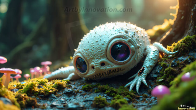 A collection of cute & adorable little-creatures from around the universe. In a photorealistic magical enchanted forest, the surface is covered in vibrant green moss, clusters of bioluminescent mushrooms. With delicate wildflowers blooming in impossible colors — violet, gold, crimson, as adorable little creatures rise from a misty forest floor. A hyper-realistic photo of hybrid creatures, like a adorable baby elephant, no bigger than a human palm. A foxlike creature, with red eyes, fluffy soft fur, and rows of sharp, serrated teeth. A chimera like weird creature, with crazy alien eyes, cyberpunk style. A hyper realistic portrait of a prehensile-tailed opossum, vibrantly colored, illuminated only by moonlight filtering through leaves in the darkness of night.