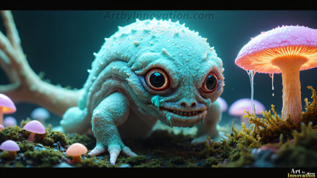 A collection of cute & adorable little-creatures from around the universe. In a photorealistic magical enchanted forest, the surface is covered in vibrant green moss, clusters of bioluminescent mushrooms. With delicate wildflowers blooming in impossible colors — violet, gold, crimson, as adorable little creatures rise from a misty forest floor. A hyper-realistic photo of hybrid creatures, like a adorable baby elephant, no bigger than a human palm. A foxlike creature, with red eyes, fluffy soft fur, and rows of sharp, serrated teeth. A chimera like weird creature, with crazy alien eyes, cyberpunk style. A hyper realistic portrait of a prehensile-tailed opossum, vibrantly colored, illuminated only by moonlight filtering through leaves in the darkness of night.