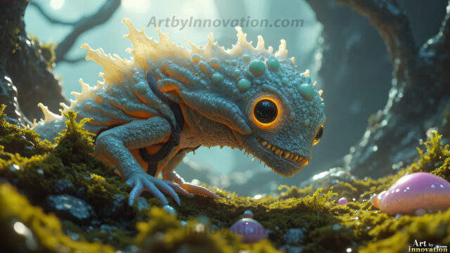 A collection of cute & adorable little-creatures from around the universe. In a photorealistic magical enchanted forest, the surface is covered in vibrant green moss, clusters of bioluminescent mushrooms. With delicate wildflowers blooming in impossible colors — violet, gold, crimson, as adorable little creatures rise from a misty forest floor. A hyper-realistic photo of hybrid creatures, like a adorable baby elephant, no bigger than a human palm. A foxlike creature, with red eyes, fluffy soft fur, and rows of sharp, serrated teeth. A chimera like weird creature, with crazy alien eyes, cyberpunk style. A hyper realistic portrait of a prehensile-tailed opossum, vibrantly colored, illuminated only by moonlight filtering through leaves in the darkness of night.