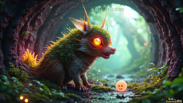 A collection of cute & adorable little-creatures from around the universe. In a photorealistic magical enchanted forest, the surface is covered in vibrant green moss, clusters of bioluminescent mushrooms. With delicate wildflowers blooming in impossible colors — violet, gold, crimson, as adorable little creatures rise from a misty forest floor. A hyper-realistic photo of hybrid creatures, like a adorable baby elephant, no bigger than a human palm. A foxlike creature, with red eyes, fluffy soft fur, and rows of sharp, serrated teeth. A chimera like weird creature, with crazy alien eyes, cyberpunk style. A hyper realistic portrait of a prehensile-tailed opossum, vibrantly colored, illuminated only by moonlight filtering through leaves in the darkness of night.