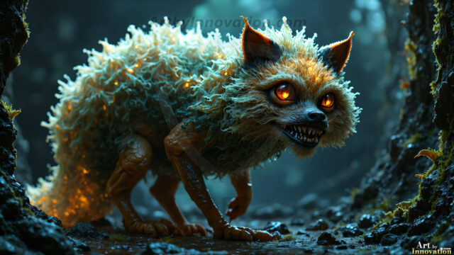 A collection of cute & adorable little-creatures from around the universe. In a photorealistic magical enchanted forest, the surface is covered in vibrant green moss, clusters of bioluminescent mushrooms. With delicate wildflowers blooming in impossible colors — violet, gold, crimson, as adorable little creatures rise from a misty forest floor. A hyper-realistic photo of hybrid creatures, like a adorable baby elephant, no bigger than a human palm. A foxlike creature, with red eyes, fluffy soft fur, and rows of sharp, serrated teeth. A chimera like weird creature, with crazy alien eyes, cyberpunk style. A hyper realistic portrait of a prehensile-tailed opossum, vibrantly colored, illuminated only by moonlight filtering through leaves in the darkness of night.