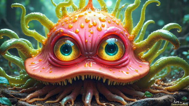 A collection of cute & adorable little-creatures from around the universe. In a photorealistic magical enchanted forest, the surface is covered in vibrant green moss, clusters of bioluminescent mushrooms. With delicate wildflowers blooming in impossible colors — violet, gold, crimson, as adorable little creatures rise from a misty forest floor. A hyper-realistic photo of hybrid creatures, like a adorable baby elephant, no bigger than a human palm. A foxlike creature, with red eyes, fluffy soft fur, and rows of sharp, serrated teeth. A chimera like weird creature, with crazy alien eyes, cyberpunk style. A hyper realistic portrait of a prehensile-tailed opossum, vibrantly colored, illuminated only by moonlight filtering through leaves in the darkness of night.