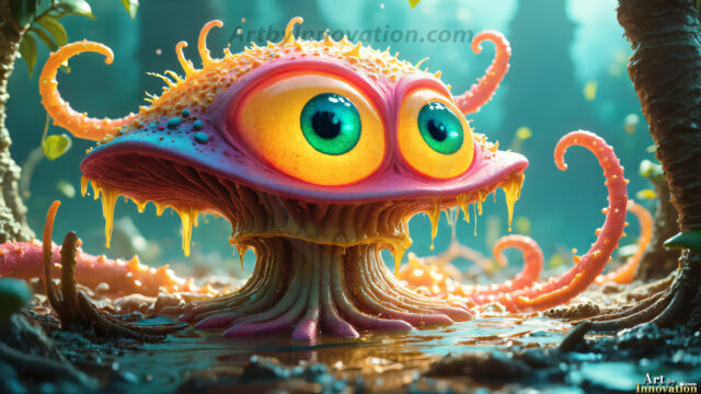 A collection of cute & adorable little-creatures from around the universe. In a photorealistic magical enchanted forest, the surface is covered in vibrant green moss, clusters of bioluminescent mushrooms. With delicate wildflowers blooming in impossible colors — violet, gold, crimson, as adorable little creatures rise from a misty forest floor. A hyper-realistic photo of hybrid creatures, like a adorable baby elephant, no bigger than a human palm. A foxlike creature, with red eyes, fluffy soft fur, and rows of sharp, serrated teeth. A chimera like weird creature, with crazy alien eyes, cyberpunk style. A hyper realistic portrait of a prehensile-tailed opossum, vibrantly colored, illuminated only by moonlight filtering through leaves in the darkness of night.