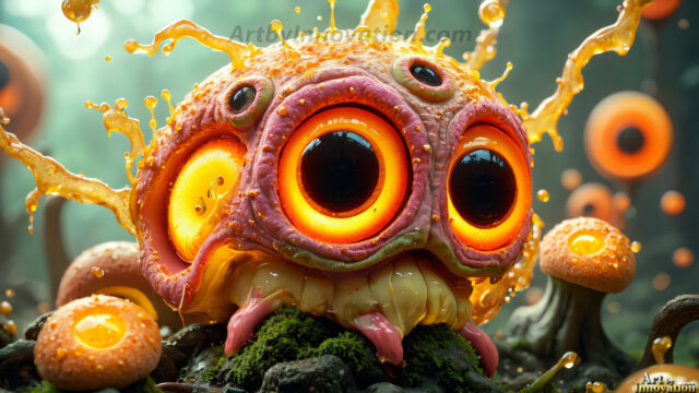 A collection of cute & adorable little-creatures from around the universe. In a photorealistic magical enchanted forest, the surface is covered in vibrant green moss, clusters of bioluminescent mushrooms. With delicate wildflowers blooming in impossible colors — violet, gold, crimson, as adorable little creatures rise from a misty forest floor. A hyper-realistic photo of hybrid creatures, like a adorable baby elephant, no bigger than a human palm. A foxlike creature, with red eyes, fluffy soft fur, and rows of sharp, serrated teeth. A chimera like weird creature, with crazy alien eyes, cyberpunk style. A hyper realistic portrait of a prehensile-tailed opossum, vibrantly colored, illuminated only by moonlight filtering through leaves in the darkness of night.