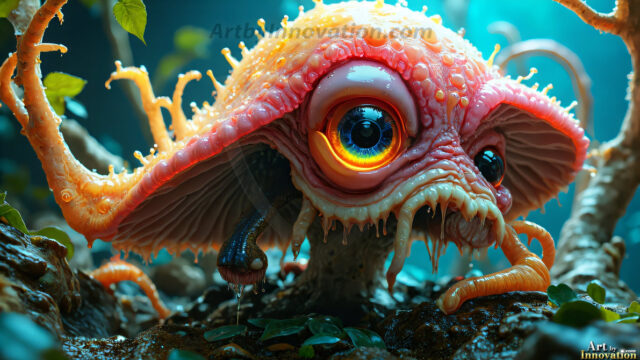 A collection of cute & adorable little-creatures from around the universe. In a photorealistic magical enchanted forest, the surface is covered in vibrant green moss, clusters of bioluminescent mushrooms. With delicate wildflowers blooming in impossible colors — violet, gold, crimson, as adorable little creatures rise from a misty forest floor. A hyper-realistic photo of hybrid creatures, like a adorable baby elephant, no bigger than a human palm. A foxlike creature, with red eyes, fluffy soft fur, and rows of sharp, serrated teeth. A chimera like weird creature, with crazy alien eyes, cyberpunk style. A hyper realistic portrait of a prehensile-tailed opossum, vibrantly colored, illuminated only by moonlight filtering through leaves in the darkness of night.