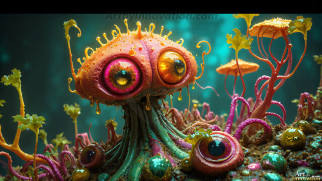 A collection of cute & adorable little-creatures from around the universe. In a photorealistic magical enchanted forest, the surface is covered in vibrant green moss, clusters of bioluminescent mushrooms. With delicate wildflowers blooming in impossible colors — violet, gold, crimson, as adorable little creatures rise from a misty forest floor. A hyper-realistic photo of hybrid creatures, like a adorable baby elephant, no bigger than a human palm. A foxlike creature, with red eyes, fluffy soft fur, and rows of sharp, serrated teeth. A chimera like weird creature, with crazy alien eyes, cyberpunk style. A hyper realistic portrait of a prehensile-tailed opossum, vibrantly colored, illuminated only by moonlight filtering through leaves in the darkness of night.
