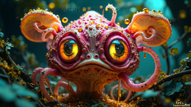 A collection of cute & adorable little-creatures from around the universe. In a photorealistic magical enchanted forest, the surface is covered in vibrant green moss, clusters of bioluminescent mushrooms. With delicate wildflowers blooming in impossible colors — violet, gold, crimson, as adorable little creatures rise from a misty forest floor. A hyper-realistic photo of hybrid creatures, like a adorable baby elephant, no bigger than a human palm. A foxlike creature, with red eyes, fluffy soft fur, and rows of sharp, serrated teeth. A chimera like weird creature, with crazy alien eyes, cyberpunk style. A hyper realistic portrait of a prehensile-tailed opossum, vibrantly colored, illuminated only by moonlight filtering through leaves in the darkness of night.