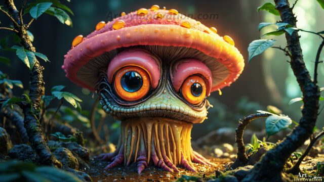 A collection of cute & adorable little-creatures from around the universe. In a photorealistic magical enchanted forest, the surface is covered in vibrant green moss, clusters of bioluminescent mushrooms. With delicate wildflowers blooming in impossible colors — violet, gold, crimson, as adorable little creatures rise from a misty forest floor. A hyper-realistic photo of hybrid creatures, like a adorable baby elephant, no bigger than a human palm. A foxlike creature, with red eyes, fluffy soft fur, and rows of sharp, serrated teeth. A chimera like weird creature, with crazy alien eyes, cyberpunk style. A hyper realistic portrait of a prehensile-tailed opossum, vibrantly colored, illuminated only by moonlight filtering through leaves in the darkness of night.