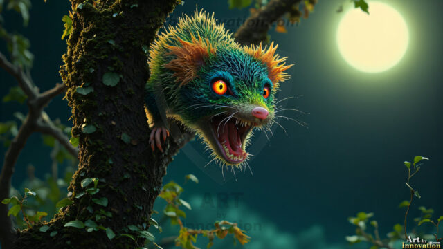A collection of cute & adorable little-creatures from around the universe. In a photorealistic magical enchanted forest, the surface is covered in vibrant green moss, clusters of bioluminescent mushrooms. With delicate wildflowers blooming in impossible colors — violet, gold, crimson, as adorable little creatures rise from a misty forest floor. A hyper-realistic photo of hybrid creatures, like a adorable baby elephant, no bigger than a human palm. A foxlike creature, with red eyes, fluffy soft fur, and rows of sharp, serrated teeth. A chimera like weird creature, with crazy alien eyes, cyberpunk style. A hyper realistic portrait of a prehensile-tailed opossum, vibrantly colored, illuminated only by moonlight filtering through leaves in the darkness of night.