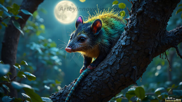 A collection of cute & adorable little-creatures from around the universe. In a photorealistic magical enchanted forest, the surface is covered in vibrant green moss, clusters of bioluminescent mushrooms. With delicate wildflowers blooming in impossible colors — violet, gold, crimson, as adorable little creatures rise from a misty forest floor. A hyper-realistic photo of hybrid creatures, like a adorable baby elephant, no bigger than a human palm. A foxlike creature, with red eyes, fluffy soft fur, and rows of sharp, serrated teeth. A chimera like weird creature, with crazy alien eyes, cyberpunk style. A hyper realistic portrait of a prehensile-tailed opossum, vibrantly colored, illuminated only by moonlight filtering through leaves in the darkness of night.