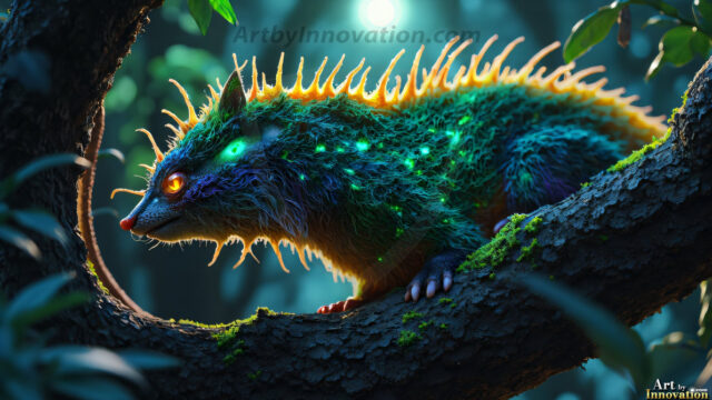 A collection of cute & adorable little-creatures from around the universe. In a photorealistic magical enchanted forest, the surface is covered in vibrant green moss, clusters of bioluminescent mushrooms. With delicate wildflowers blooming in impossible colors — violet, gold, crimson, as adorable little creatures rise from a misty forest floor. A hyper-realistic photo of hybrid creatures, like a adorable baby elephant, no bigger than a human palm. A foxlike creature, with red eyes, fluffy soft fur, and rows of sharp, serrated teeth. A chimera like weird creature, with crazy alien eyes, cyberpunk style. A hyper realistic portrait of a prehensile-tailed opossum, vibrantly colored, illuminated only by moonlight filtering through leaves in the darkness of night.
