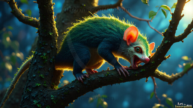 A collection of cute & adorable little-creatures from around the universe. In a photorealistic magical enchanted forest, the surface is covered in vibrant green moss, clusters of bioluminescent mushrooms. With delicate wildflowers blooming in impossible colors — violet, gold, crimson, as adorable little creatures rise from a misty forest floor. A hyper-realistic photo of hybrid creatures, like a adorable baby elephant, no bigger than a human palm. A foxlike creature, with red eyes, fluffy soft fur, and rows of sharp, serrated teeth. A chimera like weird creature, with crazy alien eyes, cyberpunk style. A hyper realistic portrait of a prehensile-tailed opossum, vibrantly colored, illuminated only by moonlight filtering through leaves in the darkness of night.