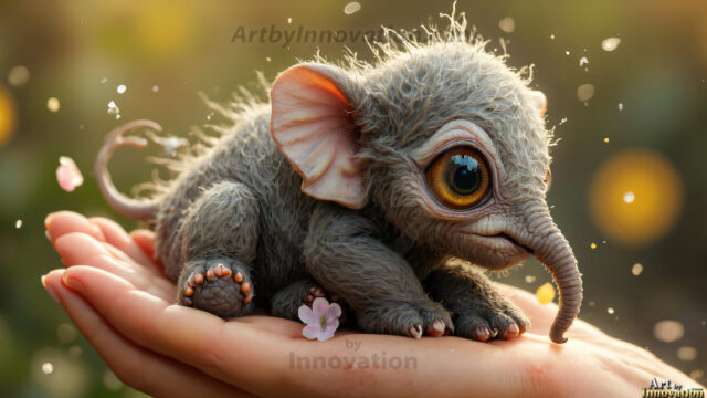 A collection of cute & adorable little-creatures from around the universe. In a photorealistic magical enchanted forest, the surface is covered in vibrant green moss, clusters of bioluminescent mushrooms. With delicate wildflowers blooming in impossible colors — violet, gold, crimson, as adorable little creatures rise from a misty forest floor. A hyper-realistic photo of hybrid creatures, like a adorable baby elephant, no bigger than a human palm. A foxlike creature, with red eyes, fluffy soft fur, and rows of sharp, serrated teeth. A chimera like weird creature, with crazy alien eyes, cyberpunk style. A hyper realistic portrait of a prehensile-tailed opossum, vibrantly colored, illuminated only by moonlight filtering through leaves in the darkness of night.