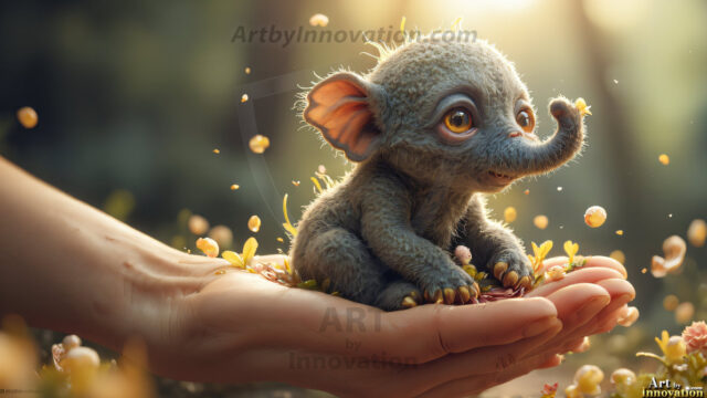 A collection of cute & adorable little-creatures from around the universe. In a photorealistic magical enchanted forest, the surface is covered in vibrant green moss, clusters of bioluminescent mushrooms. With delicate wildflowers blooming in impossible colors — violet, gold, crimson, as adorable little creatures rise from a misty forest floor. A hyper-realistic photo of hybrid creatures, like a adorable baby elephant, no bigger than a human palm. A foxlike creature, with red eyes, fluffy soft fur, and rows of sharp, serrated teeth. A chimera like weird creature, with crazy alien eyes, cyberpunk style. A hyper realistic portrait of a prehensile-tailed opossum, vibrantly colored, illuminated only by moonlight filtering through leaves in the darkness of night.