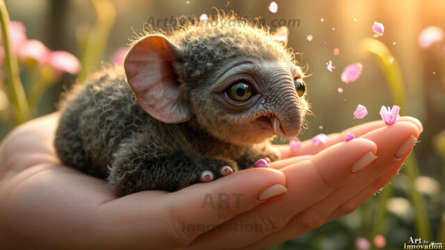 A collection of cute & adorable little-creatures from around the universe. In a photorealistic magical enchanted forest, the surface is covered in vibrant green moss, clusters of bioluminescent mushrooms. With delicate wildflowers blooming in impossible colors — violet, gold, crimson, as adorable little creatures rise from a misty forest floor. A hyper-realistic photo of hybrid creatures, like a adorable baby elephant, no bigger than a human palm. A foxlike creature, with red eyes, fluffy soft fur, and rows of sharp, serrated teeth. A chimera like weird creature, with crazy alien eyes, cyberpunk style. A hyper realistic portrait of a prehensile-tailed opossum, vibrantly colored, illuminated only by moonlight filtering through leaves in the darkness of night.