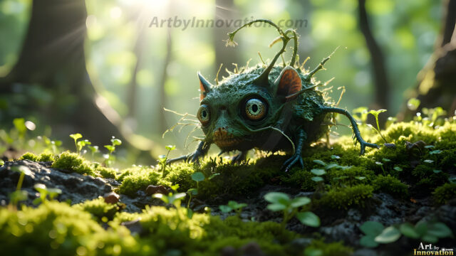 A collection of cute & adorable little-creatures from around the universe. In a photorealistic magical enchanted forest, the surface is covered in vibrant green moss, clusters of bioluminescent mushrooms. With delicate wildflowers blooming in impossible colors — violet, gold, crimson, as adorable little creatures rise from a misty forest floor. A hyper-realistic photo of hybrid creatures, like a adorable baby elephant, no bigger than a human palm. A foxlike creature, with red eyes, fluffy soft fur, and rows of sharp, serrated teeth. A chimera like weird creature, with crazy alien eyes, cyberpunk style. A hyper realistic portrait of a prehensile-tailed opossum, vibrantly colored, illuminated only by moonlight filtering through leaves in the darkness of night.