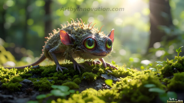 A collection of cute & adorable little-creatures from around the universe. In a photorealistic magical enchanted forest, the surface is covered in vibrant green moss, clusters of bioluminescent mushrooms. With delicate wildflowers blooming in impossible colors — violet, gold, crimson, as adorable little creatures rise from a misty forest floor. A hyper-realistic photo of hybrid creatures, like a adorable baby elephant, no bigger than a human palm. A foxlike creature, with red eyes, fluffy soft fur, and rows of sharp, serrated teeth. A chimera like weird creature, with crazy alien eyes, cyberpunk style. A hyper realistic portrait of a prehensile-tailed opossum, vibrantly colored, illuminated only by moonlight filtering through leaves in the darkness of night.