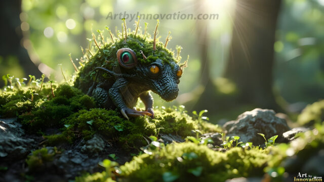 A collection of cute & adorable little-creatures from around the universe. In a photorealistic magical enchanted forest, the surface is covered in vibrant green moss, clusters of bioluminescent mushrooms. With delicate wildflowers blooming in impossible colors — violet, gold, crimson, as adorable little creatures rise from a misty forest floor. A hyper-realistic photo of hybrid creatures, like a adorable baby elephant, no bigger than a human palm. A foxlike creature, with red eyes, fluffy soft fur, and rows of sharp, serrated teeth. A chimera like weird creature, with crazy alien eyes, cyberpunk style. A hyper realistic portrait of a prehensile-tailed opossum, vibrantly colored, illuminated only by moonlight filtering through leaves in the darkness of night.