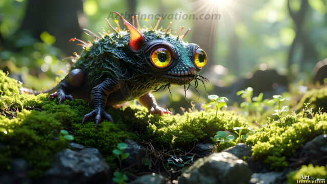 A collection of cute & adorable little-creatures from around the universe. In a photorealistic magical enchanted forest, the surface is covered in vibrant green moss, clusters of bioluminescent mushrooms. With delicate wildflowers blooming in impossible colors — violet, gold, crimson, as adorable little creatures rise from a misty forest floor. A hyper-realistic photo of hybrid creatures, like a adorable baby elephant, no bigger than a human palm. A foxlike creature, with red eyes, fluffy soft fur, and rows of sharp, serrated teeth. A chimera like weird creature, with crazy alien eyes, cyberpunk style. A hyper realistic portrait of a prehensile-tailed opossum, vibrantly colored, illuminated only by moonlight filtering through leaves in the darkness of night.