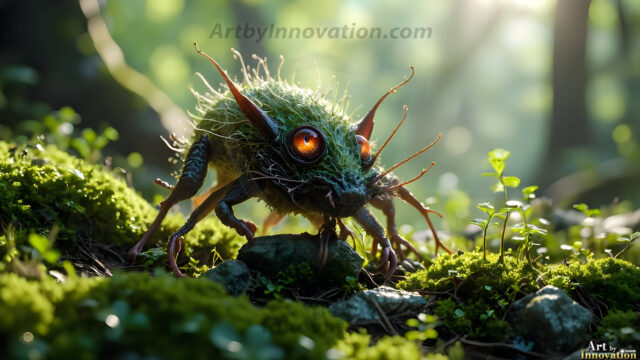 A collection of cute & adorable little-creatures from around the universe. In a photorealistic magical enchanted forest, the surface is covered in vibrant green moss, clusters of bioluminescent mushrooms. With delicate wildflowers blooming in impossible colors — violet, gold, crimson, as adorable little creatures rise from a misty forest floor. A hyper-realistic photo of hybrid creatures, like a adorable baby elephant, no bigger than a human palm. A foxlike creature, with red eyes, fluffy soft fur, and rows of sharp, serrated teeth. A chimera like weird creature, with crazy alien eyes, cyberpunk style. A hyper realistic portrait of a prehensile-tailed opossum, vibrantly colored, illuminated only by moonlight filtering through leaves in the darkness of night.