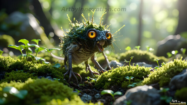 A collection of cute & adorable little-creatures from around the universe. In a photorealistic magical enchanted forest, the surface is covered in vibrant green moss, clusters of bioluminescent mushrooms. With delicate wildflowers blooming in impossible colors — violet, gold, crimson, as adorable little creatures rise from a misty forest floor. A hyper-realistic photo of hybrid creatures, like a adorable baby elephant, no bigger than a human palm. A foxlike creature, with red eyes, fluffy soft fur, and rows of sharp, serrated teeth. A chimera like weird creature, with crazy alien eyes, cyberpunk style. A hyper realistic portrait of a prehensile-tailed opossum, vibrantly colored, illuminated only by moonlight filtering through leaves in the darkness of night.