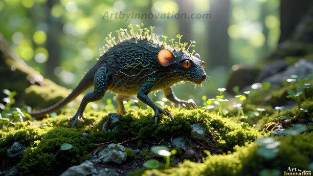 A collection of cute & adorable little-creatures from around the universe. In a photorealistic magical enchanted forest, the surface is covered in vibrant green moss, clusters of bioluminescent mushrooms. With delicate wildflowers blooming in impossible colors — violet, gold, crimson, as adorable little creatures rise from a misty forest floor. A hyper-realistic photo of hybrid creatures, like a adorable baby elephant, no bigger than a human palm. A foxlike creature, with red eyes, fluffy soft fur, and rows of sharp, serrated teeth. A chimera like weird creature, with crazy alien eyes, cyberpunk style. A hyper realistic portrait of a prehensile-tailed opossum, vibrantly colored, illuminated only by moonlight filtering through leaves in the darkness of night.