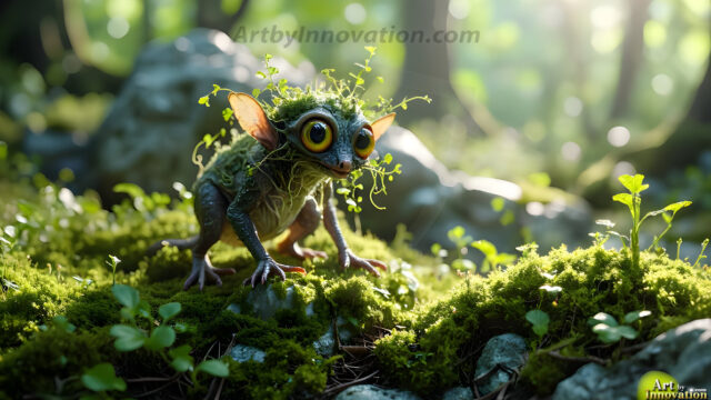 A collection of cute & adorable little-creatures from around the universe. In a photorealistic magical enchanted forest, the surface is covered in vibrant green moss, clusters of bioluminescent mushrooms. With delicate wildflowers blooming in impossible colors — violet, gold, crimson, as adorable little creatures rise from a misty forest floor. A hyper-realistic photo of hybrid creatures, like a adorable baby elephant, no bigger than a human palm. A foxlike creature, with red eyes, fluffy soft fur, and rows of sharp, serrated teeth. A chimera like weird creature, with crazy alien eyes, cyberpunk style. A hyper realistic portrait of a prehensile-tailed opossum, vibrantly colored, illuminated only by moonlight filtering through leaves in the darkness of night.