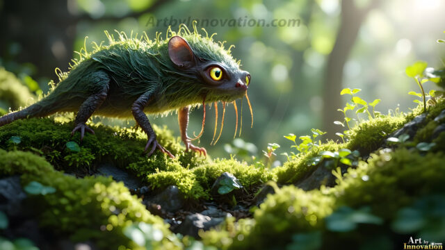 A collection of cute & adorable little-creatures from around the universe. In a photorealistic magical enchanted forest, the surface is covered in vibrant green moss, clusters of bioluminescent mushrooms. With delicate wildflowers blooming in impossible colors — violet, gold, crimson, as adorable little creatures rise from a misty forest floor. A hyper-realistic photo of hybrid creatures, like a adorable baby elephant, no bigger than a human palm. A foxlike creature, with red eyes, fluffy soft fur, and rows of sharp, serrated teeth. A chimera like weird creature, with crazy alien eyes, cyberpunk style. A hyper realistic portrait of a prehensile-tailed opossum, vibrantly colored, illuminated only by moonlight filtering through leaves in the darkness of night.