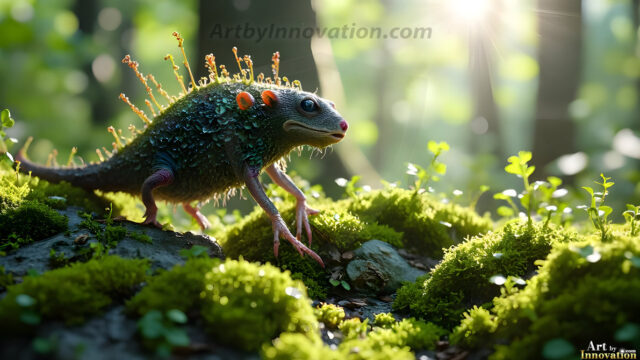A collection of cute & adorable little-creatures from around the universe. In a photorealistic magical enchanted forest, the surface is covered in vibrant green moss, clusters of bioluminescent mushrooms. With delicate wildflowers blooming in impossible colors — violet, gold, crimson, as adorable little creatures rise from a misty forest floor. A hyper-realistic photo of hybrid creatures, like a adorable baby elephant, no bigger than a human palm. A foxlike creature, with red eyes, fluffy soft fur, and rows of sharp, serrated teeth. A chimera like weird creature, with crazy alien eyes, cyberpunk style. A hyper realistic portrait of a prehensile-tailed opossum, vibrantly colored, illuminated only by moonlight filtering through leaves in the darkness of night.