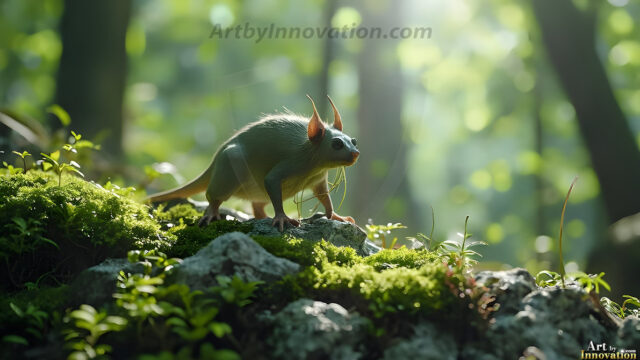A collection of cute & adorable little-creatures from around the universe. In a photorealistic magical enchanted forest, the surface is covered in vibrant green moss, clusters of bioluminescent mushrooms. With delicate wildflowers blooming in impossible colors — violet, gold, crimson, as adorable little creatures rise from a misty forest floor. A hyper-realistic photo of hybrid creatures, like a adorable baby elephant, no bigger than a human palm. A foxlike creature, with red eyes, fluffy soft fur, and rows of sharp, serrated teeth. A chimera like weird creature, with crazy alien eyes, cyberpunk style. A hyper realistic portrait of a prehensile-tailed opossum, vibrantly colored, illuminated only by moonlight filtering through leaves in the darkness of night.