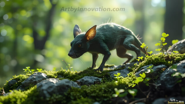 A collection of cute & adorable little-creatures from around the universe. In a photorealistic magical enchanted forest, the surface is covered in vibrant green moss, clusters of bioluminescent mushrooms. With delicate wildflowers blooming in impossible colors — violet, gold, crimson, as adorable little creatures rise from a misty forest floor. A hyper-realistic photo of hybrid creatures, like a adorable baby elephant, no bigger than a human palm. A foxlike creature, with red eyes, fluffy soft fur, and rows of sharp, serrated teeth. A chimera like weird creature, with crazy alien eyes, cyberpunk style. A hyper realistic portrait of a prehensile-tailed opossum, vibrantly colored, illuminated only by moonlight filtering through leaves in the darkness of night.