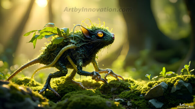 A collection of cute & adorable little-creatures from around the universe. In a photorealistic magical enchanted forest, the surface is covered in vibrant green moss, clusters of bioluminescent mushrooms. With delicate wildflowers blooming in impossible colors — violet, gold, crimson, as adorable little creatures rise from a misty forest floor. A hyper-realistic photo of hybrid creatures, like a adorable baby elephant, no bigger than a human palm. A foxlike creature, with red eyes, fluffy soft fur, and rows of sharp, serrated teeth. A chimera like weird creature, with crazy alien eyes, cyberpunk style. A hyper realistic portrait of a prehensile-tailed opossum, vibrantly colored, illuminated only by moonlight filtering through leaves in the darkness of night.