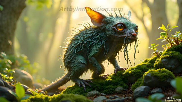 A collection of cute & adorable little-creatures from around the universe. In a photorealistic magical enchanted forest, the surface is covered in vibrant green moss, clusters of bioluminescent mushrooms. With delicate wildflowers blooming in impossible colors — violet, gold, crimson, as adorable little creatures rise from a misty forest floor. A hyper-realistic photo of hybrid creatures, like a adorable baby elephant, no bigger than a human palm. A foxlike creature, with red eyes, fluffy soft fur, and rows of sharp, serrated teeth. A chimera like weird creature, with crazy alien eyes, cyberpunk style. A hyper realistic portrait of a prehensile-tailed opossum, vibrantly colored, illuminated only by moonlight filtering through leaves in the darkness of night.