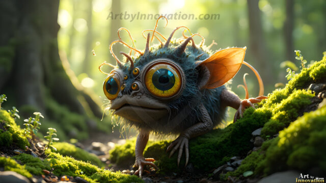 A collection of cute & adorable little-creatures from around the universe. In a photorealistic magical enchanted forest, the surface is covered in vibrant green moss, clusters of bioluminescent mushrooms. With delicate wildflowers blooming in impossible colors — violet, gold, crimson, as adorable little creatures rise from a misty forest floor. A hyper-realistic photo of hybrid creatures, like a adorable baby elephant, no bigger than a human palm. A foxlike creature, with red eyes, fluffy soft fur, and rows of sharp, serrated teeth. A chimera like weird creature, with crazy alien eyes, cyberpunk style. A hyper realistic portrait of a prehensile-tailed opossum, vibrantly colored, illuminated only by moonlight filtering through leaves in the darkness of night.