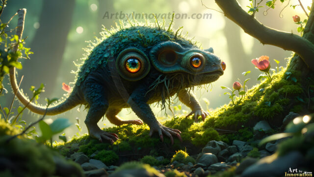 A collection of cute & adorable little-creatures from around the universe. In a photorealistic magical enchanted forest, the surface is covered in vibrant green moss, clusters of bioluminescent mushrooms. With delicate wildflowers blooming in impossible colors — violet, gold, crimson, as adorable little creatures rise from a misty forest floor. A hyper-realistic photo of hybrid creatures, like a adorable baby elephant, no bigger than a human palm. A foxlike creature, with red eyes, fluffy soft fur, and rows of sharp, serrated teeth. A chimera like weird creature, with crazy alien eyes, cyberpunk style. A hyper realistic portrait of a prehensile-tailed opossum, vibrantly colored, illuminated only by moonlight filtering through leaves in the darkness of night.