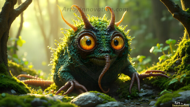 A collection of cute & adorable little-creatures from around the universe. In a photorealistic magical enchanted forest, the surface is covered in vibrant green moss, clusters of bioluminescent mushrooms. With delicate wildflowers blooming in impossible colors — violet, gold, crimson, as adorable little creatures rise from a misty forest floor. A hyper-realistic photo of hybrid creatures, like a adorable baby elephant, no bigger than a human palm. A foxlike creature, with red eyes, fluffy soft fur, and rows of sharp, serrated teeth. A chimera like weird creature, with crazy alien eyes, cyberpunk style. A hyper realistic portrait of a prehensile-tailed opossum, vibrantly colored, illuminated only by moonlight filtering through leaves in the darkness of night.