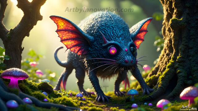 A collection of cute & adorable little-creatures from around the universe. In a photorealistic magical enchanted forest, the surface is covered in vibrant green moss, clusters of bioluminescent mushrooms. With delicate wildflowers blooming in impossible colors — violet, gold, crimson, as adorable little creatures rise from a misty forest floor. A hyper-realistic photo of hybrid creatures, like a adorable baby elephant, no bigger than a human palm. A foxlike creature, with red eyes, fluffy soft fur, and rows of sharp, serrated teeth. A chimera like weird creature, with crazy alien eyes, cyberpunk style. A hyper realistic portrait of a prehensile-tailed opossum, vibrantly colored, illuminated only by moonlight filtering through leaves in the darkness of night.